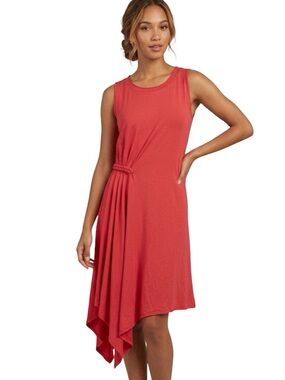 Max Studio Coral Red Sleeveless Asymmetrical Dress